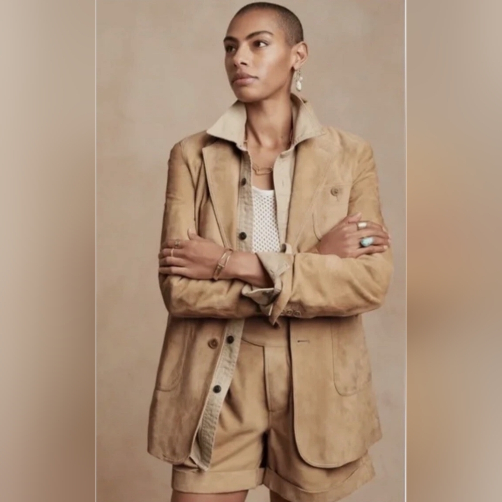 Banana Republic Tan Suede Women's Blazer Sz 6